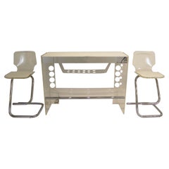 Mid Century Modern Luigi Bardini For Hill Mfg Lucite Bar and Pair of Stools