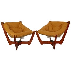 Vintage Mid-Century Modern Luna Sling Chairs by Hjellegjerde Group of Norway, 1960s