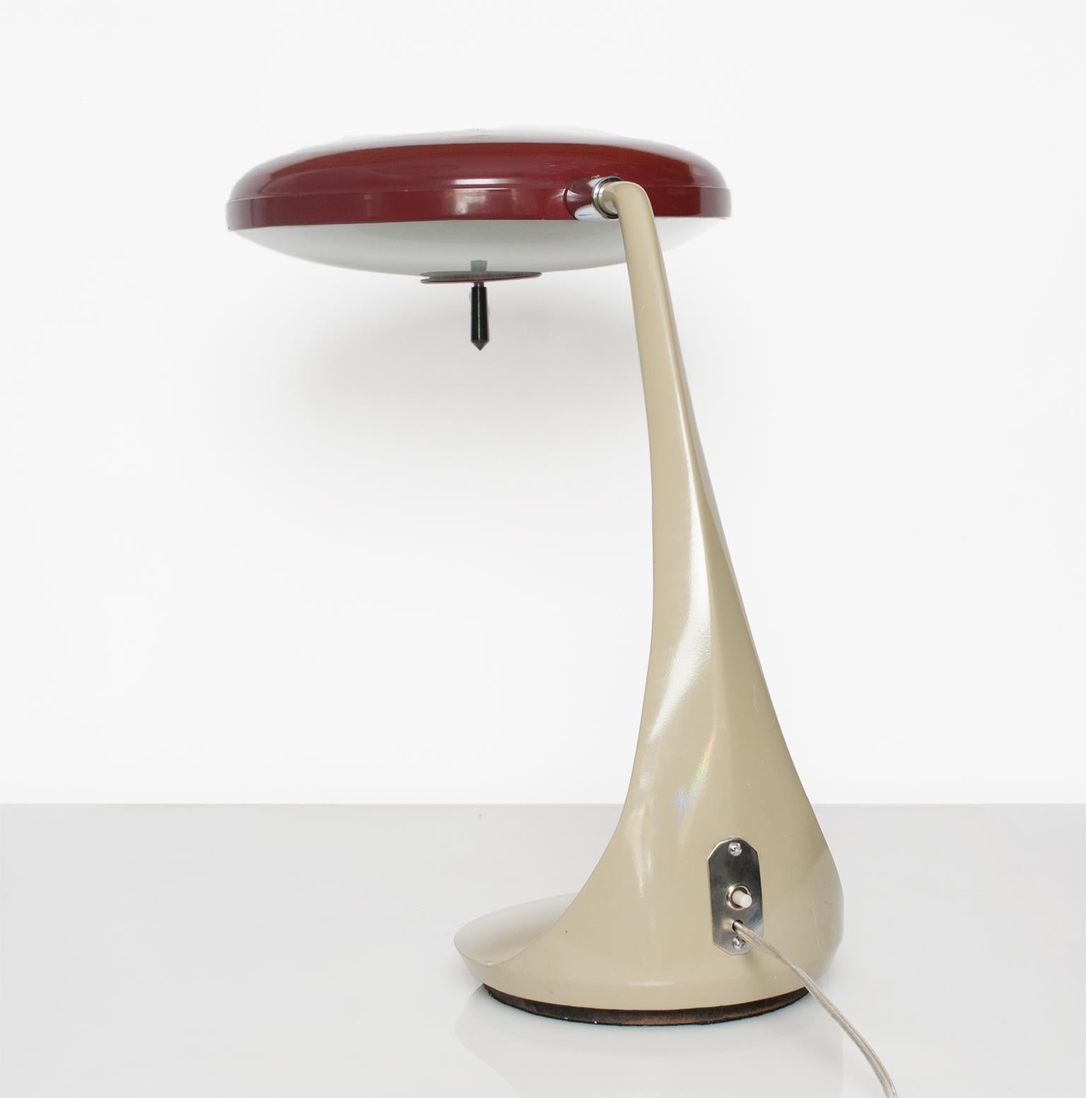 Metal Mid-Century Modern Lupela Desk Lamp in Rare Red Color, Spain, 1950s