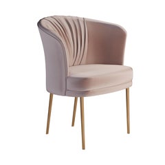 Mid-Century Modern Lupino Dining Chair Cotton Velvet Polished Gold Steel