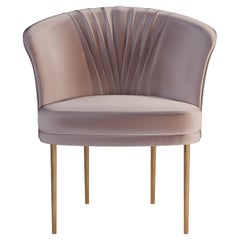 Chaise de salle à manger Lupino moderne du milieu du siècle en velours de coton et acier doré poli