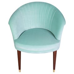 Mid-Century Modern Lupino Dining Chair Cotton Velvet Walnut Wood