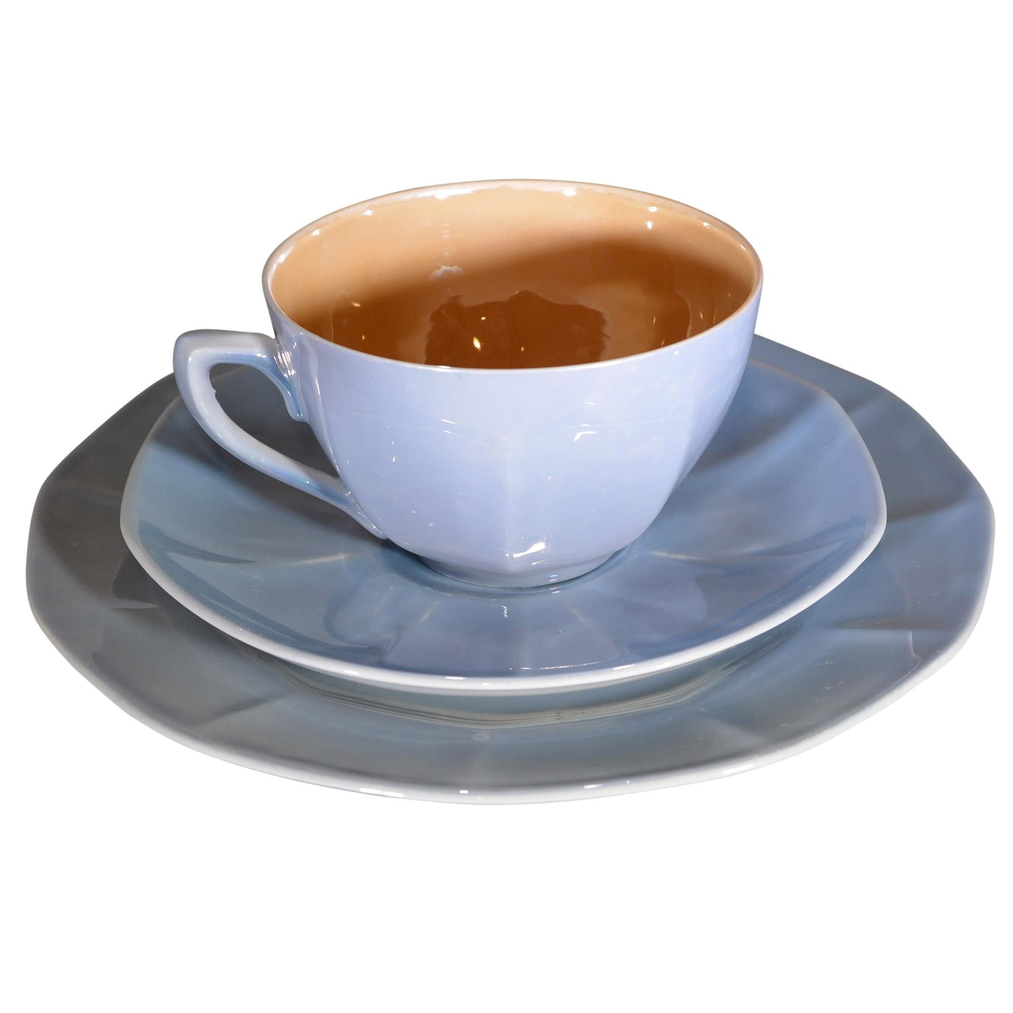 Slovak Mid-Century Modern Lusterware Blue Teaset For Sale