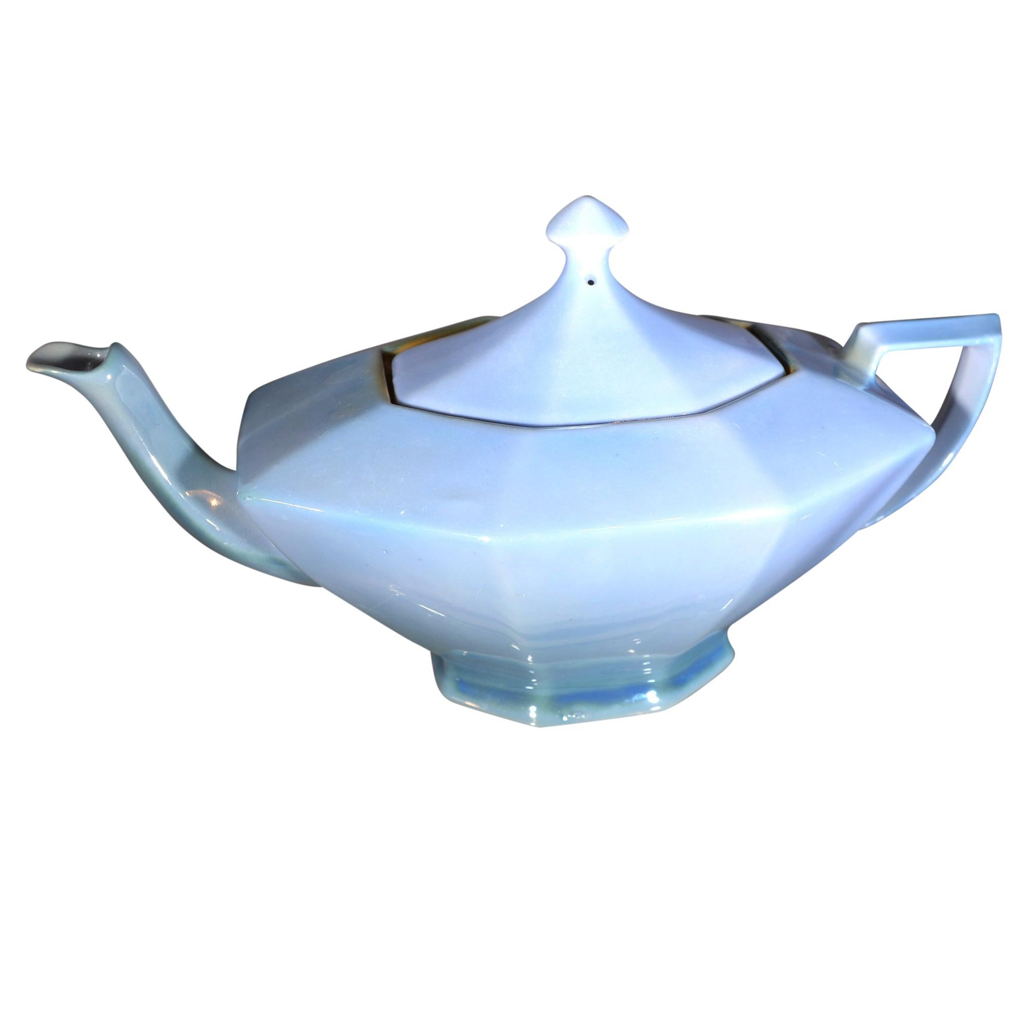 Mid-Century Modern Lusterware Blue Teaset In Good Condition For Sale In Pataskala, OH