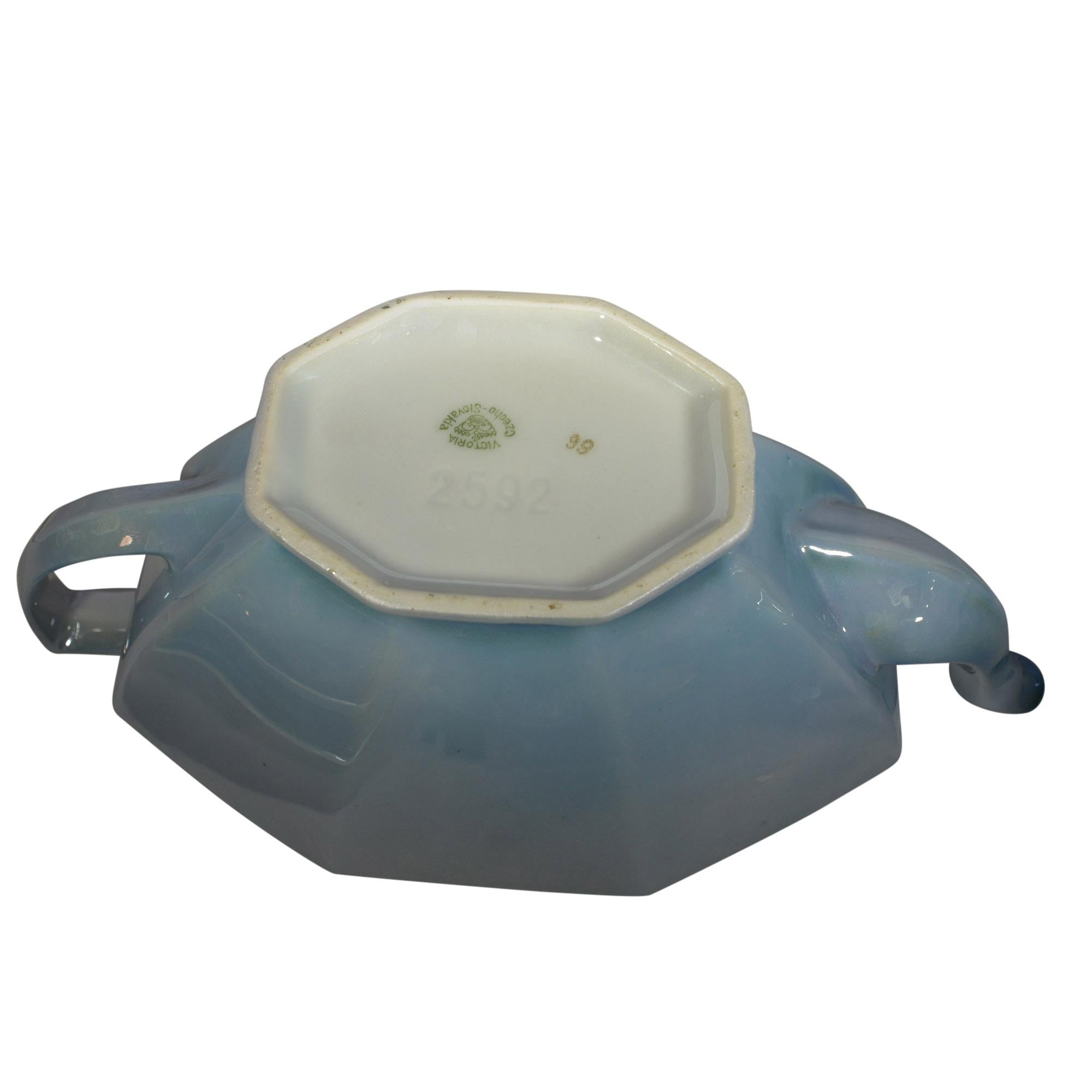 20th Century Mid-Century Modern Lusterware Blue Teaset For Sale