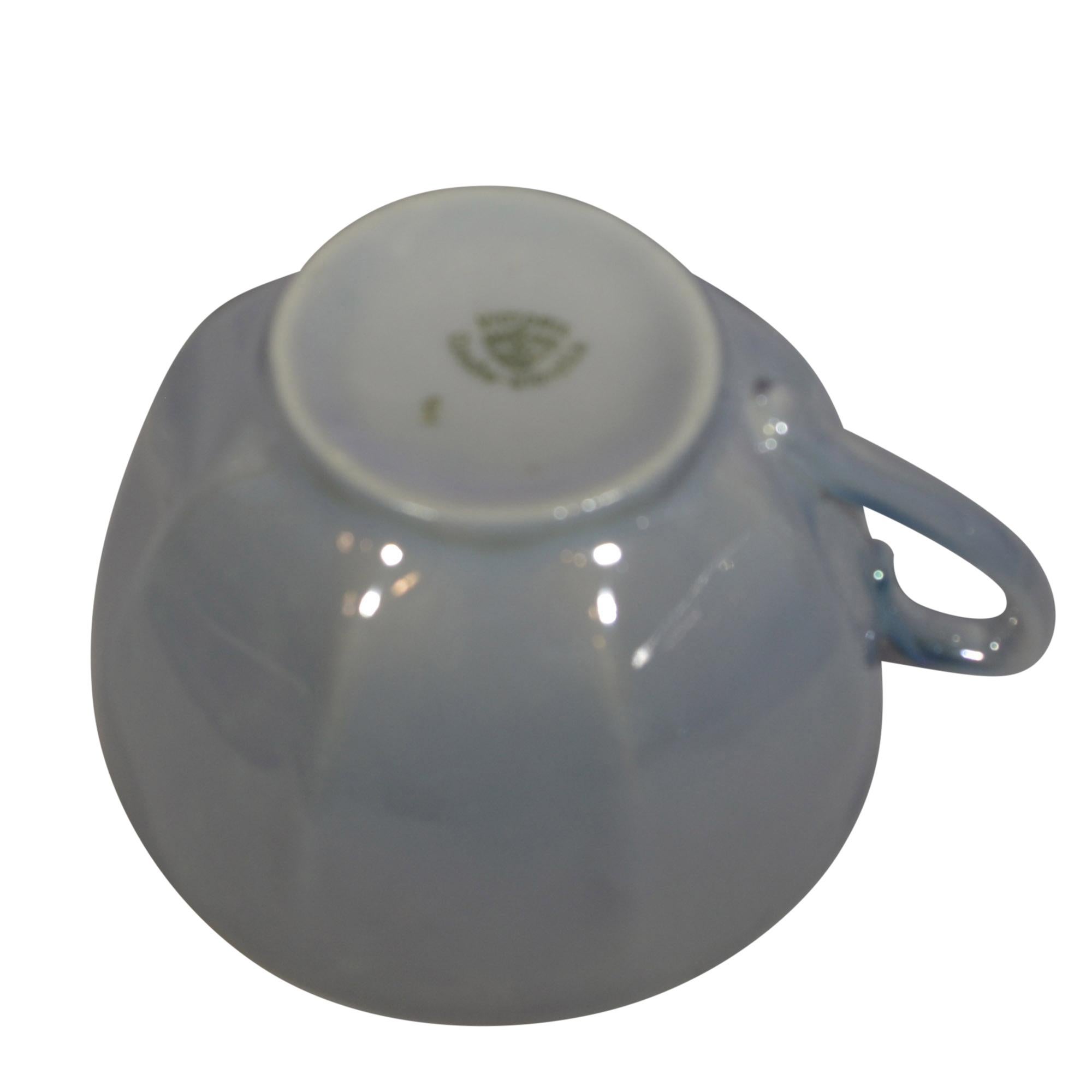 Porcelain Mid-Century Modern Lusterware Blue Teaset For Sale