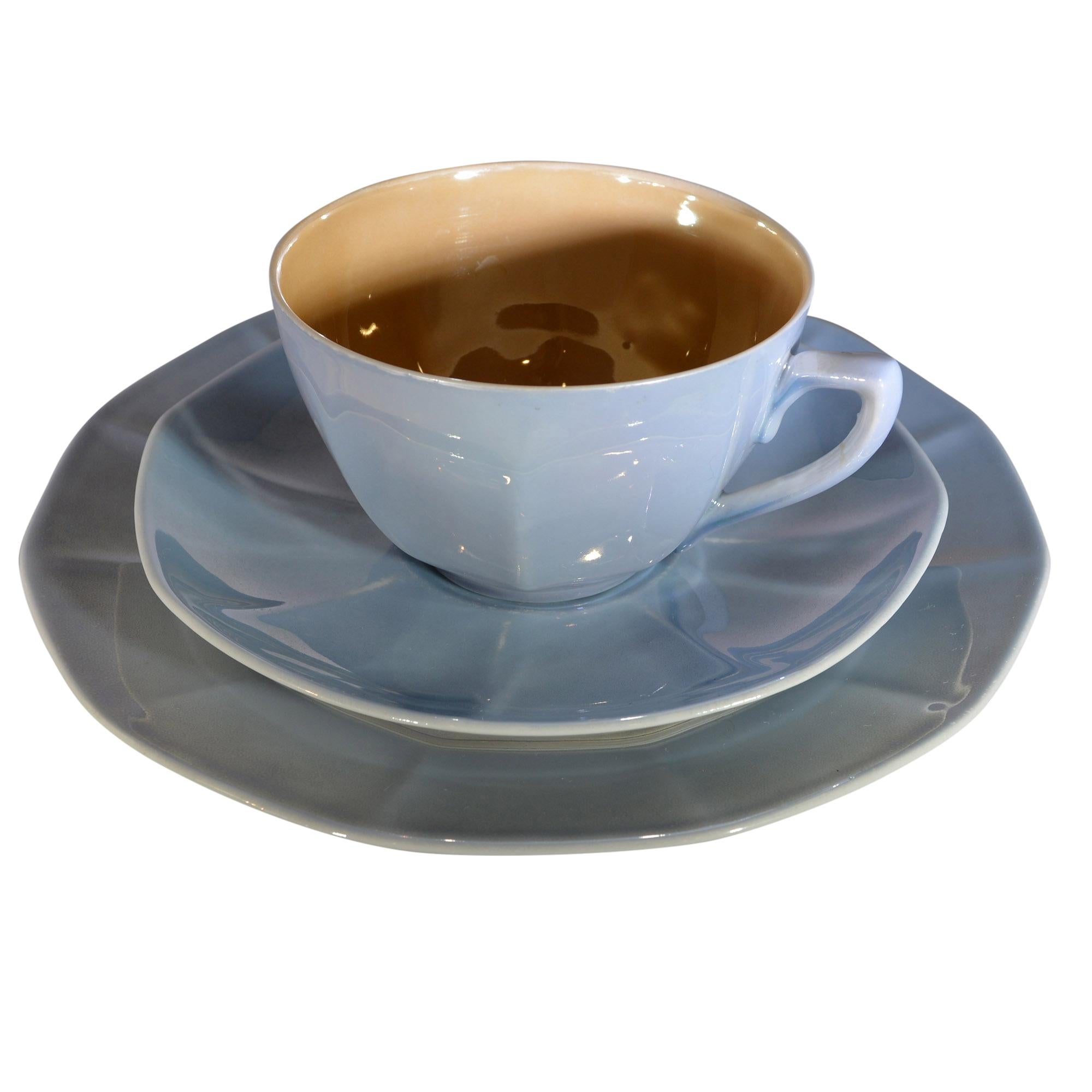 Mid-Century Modern Lusterware Blue Teaset For Sale 1