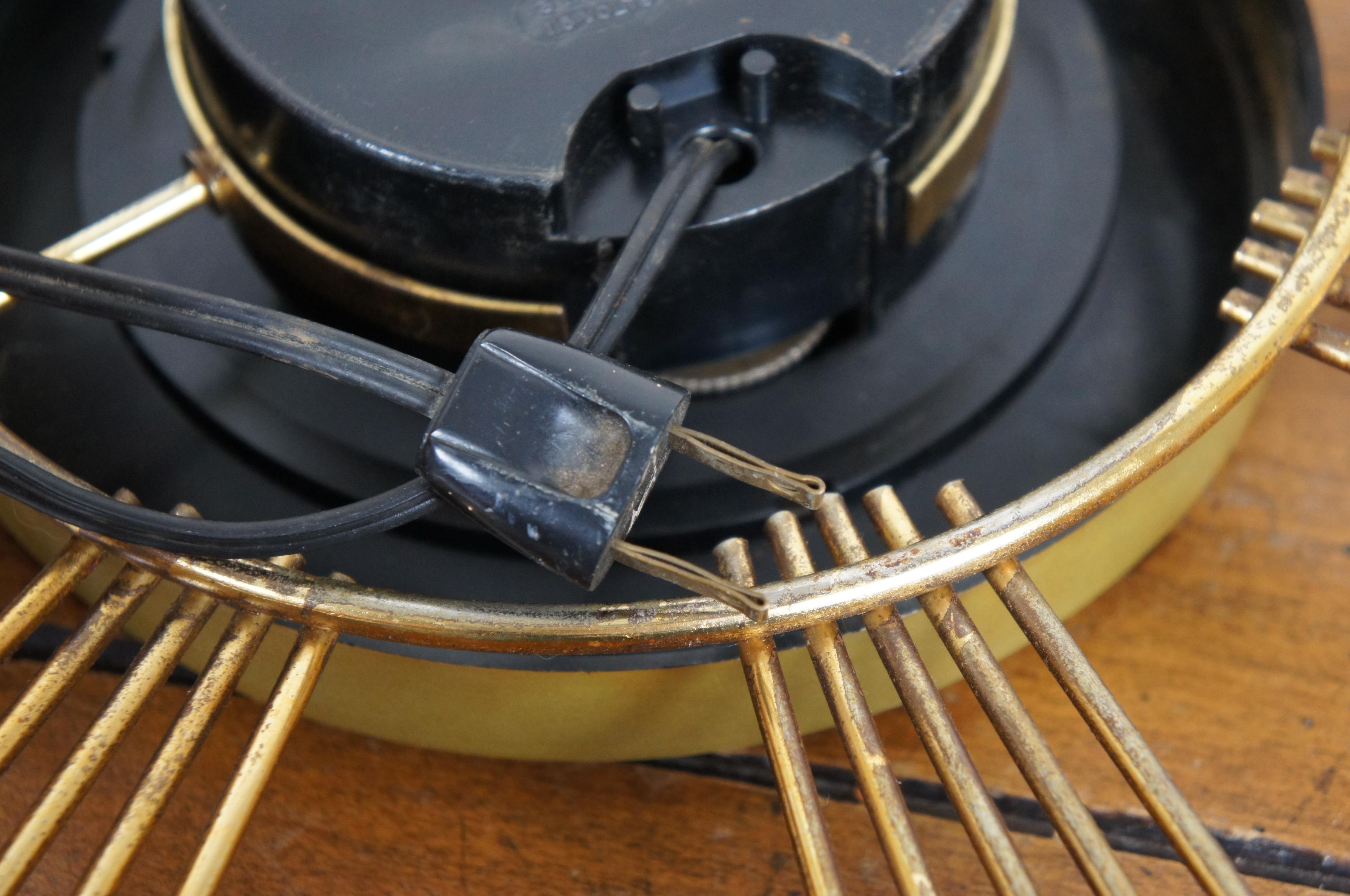Mid Century Modern Lux Robert Shaw Fulton Brass Atomic Sunburst Wall Clock 28