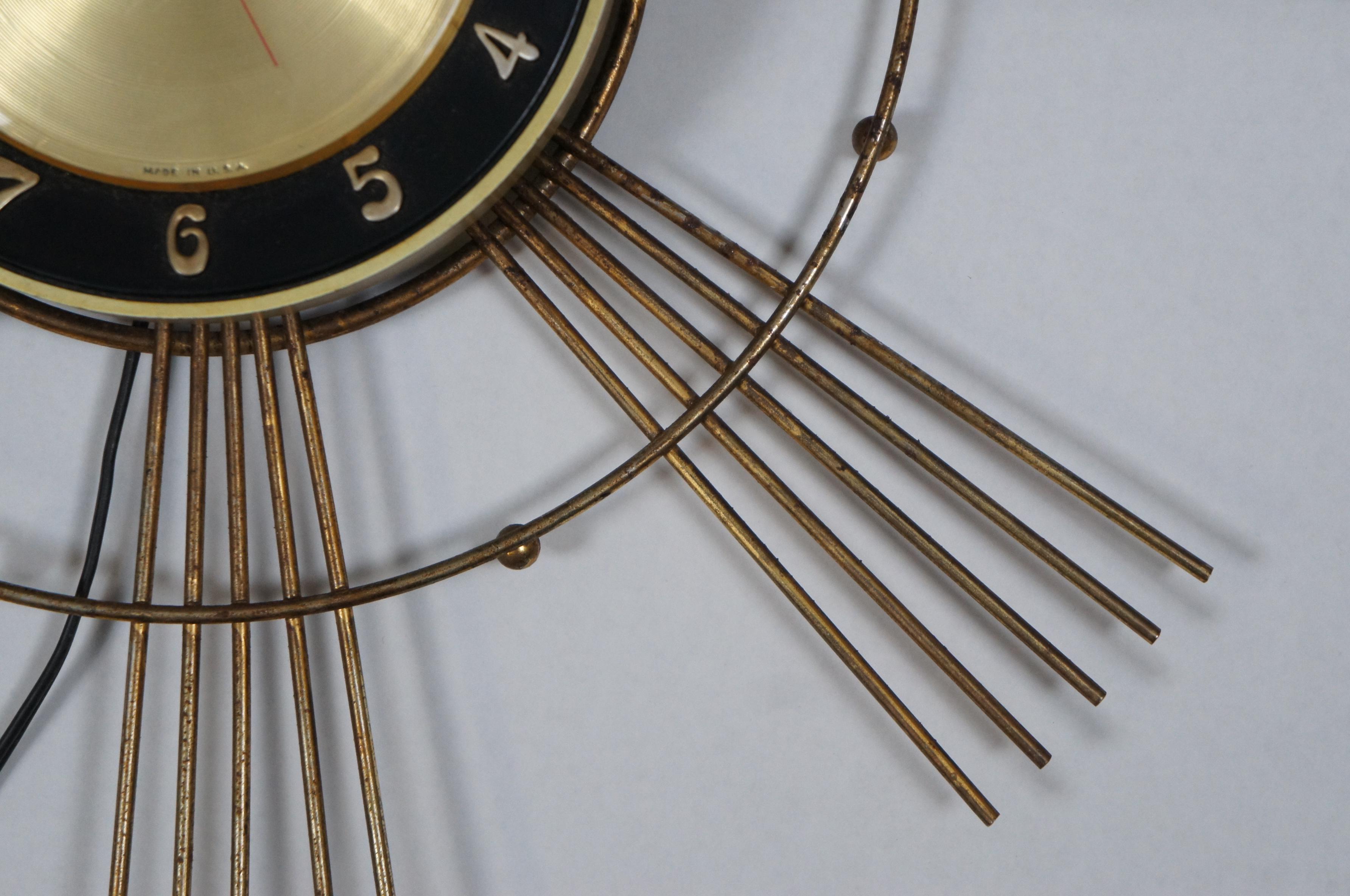 Mid-Century Modern Mid Century Modern Lux Robert Shaw Fulton Brass Atomic Sunburst Wall Clock 28