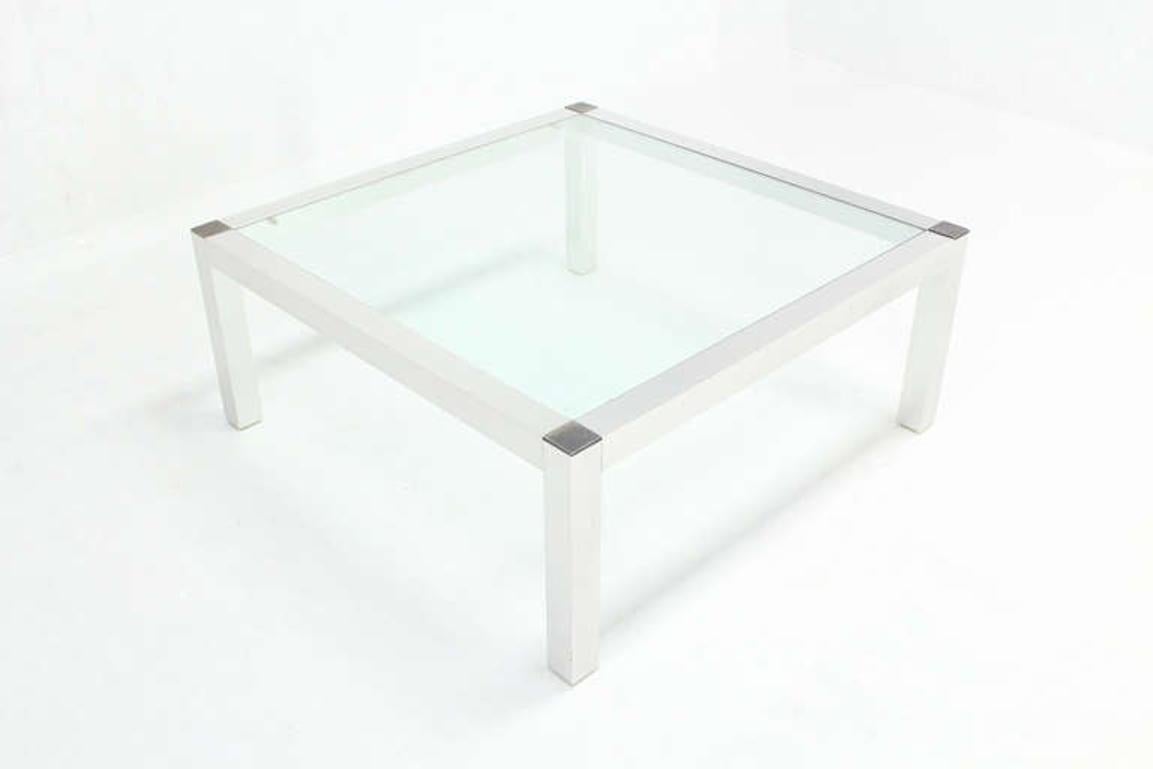 Mid-Century Modern Machined Metal Base Glass Top Coffee Table Modernist  In Good Condition For Sale In Rockaway, NJ
