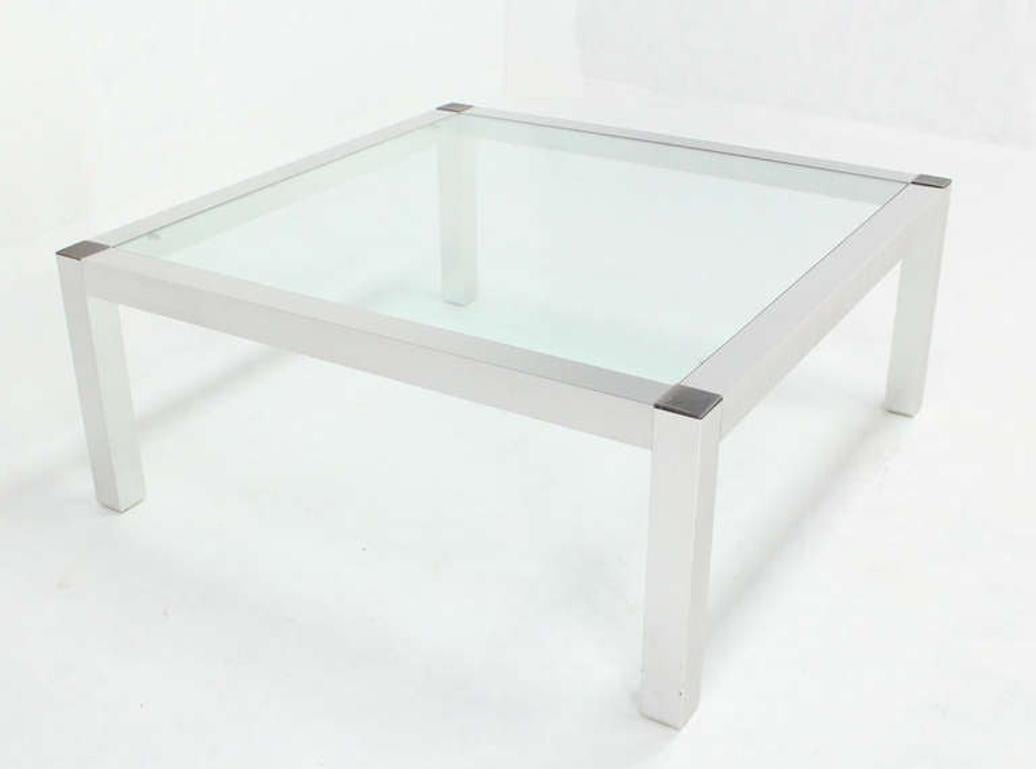 Mid-Century Modern Machined Metal Base Glass Top Coffee Table Modernist  For Sale 1