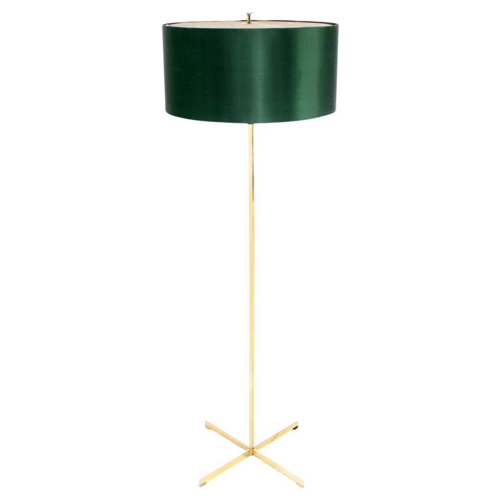 Mid-Century Modern Machined Solid Brass Floor Lamp in Style of Tommy Parzinger  For Sale