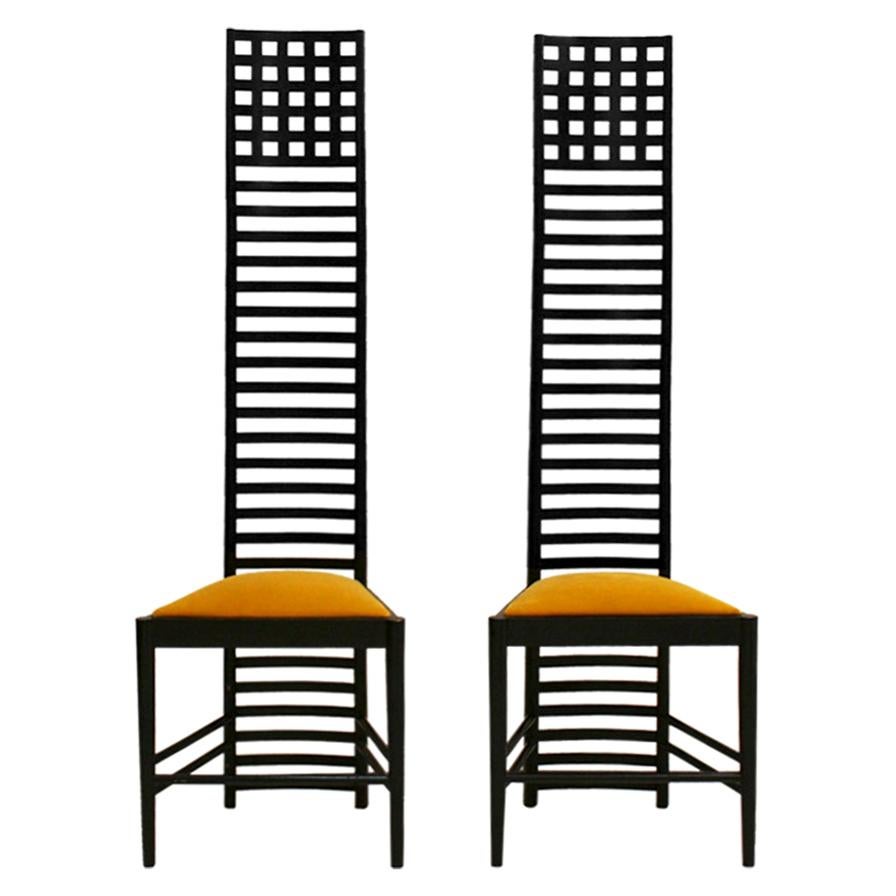 Mid-Century Modern Mackintosh "292 Hill House 1" Italian Pair of Ashwood Chairs