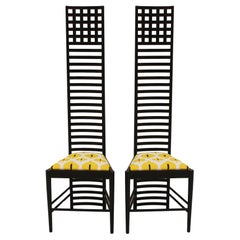 Retro Mid-Century Modern Mackintosh "292 Hill House 1" Italian Pair of Ashwood Chairs