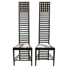 Mid-Century Modern Mackintosh "292 Hill House 1" Italian Pair of Ashwood Chairs