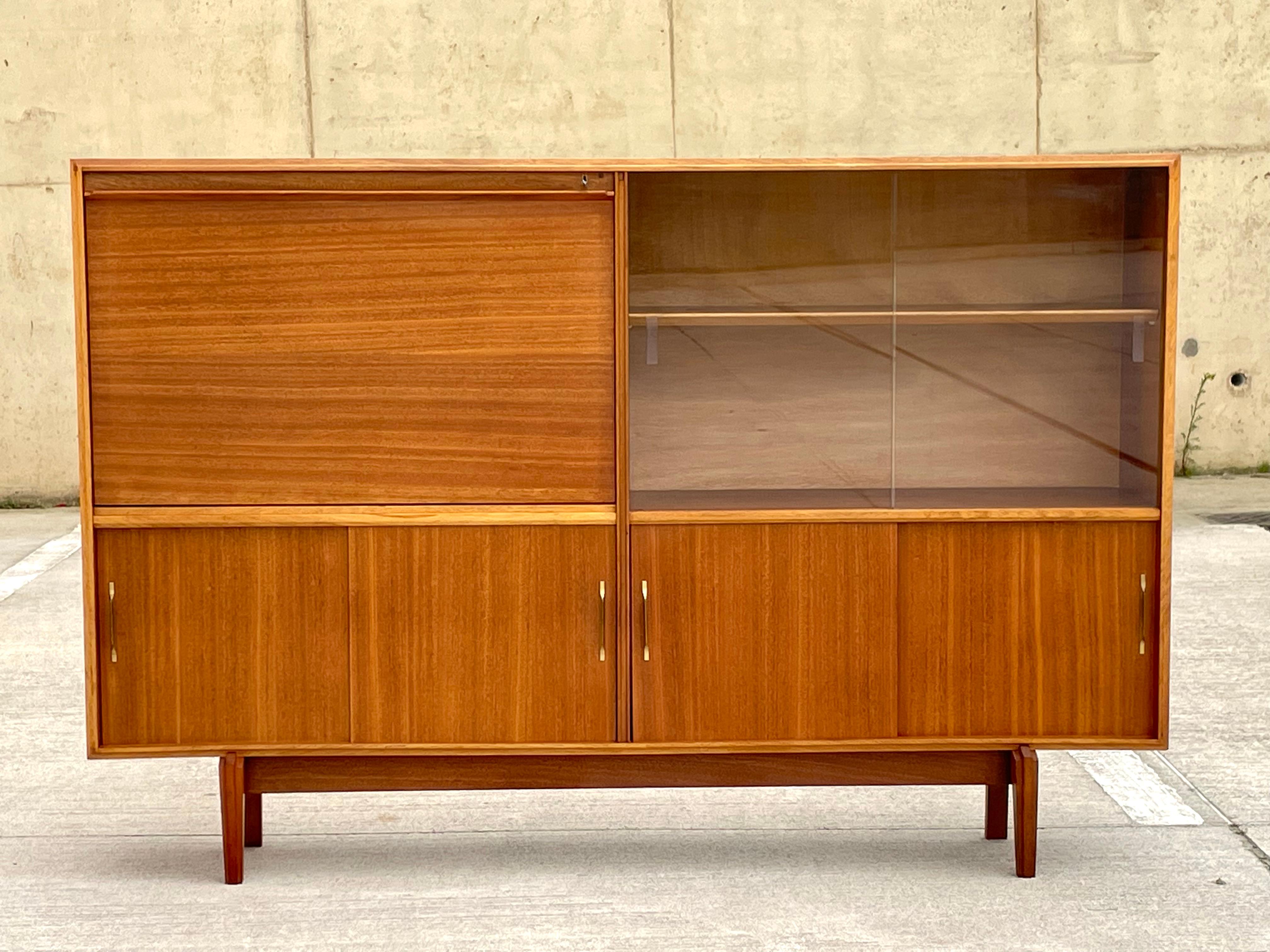 British Mid-Century Modern Drinks Cocktail Cabinet Sideboard by Beaver and Tapley