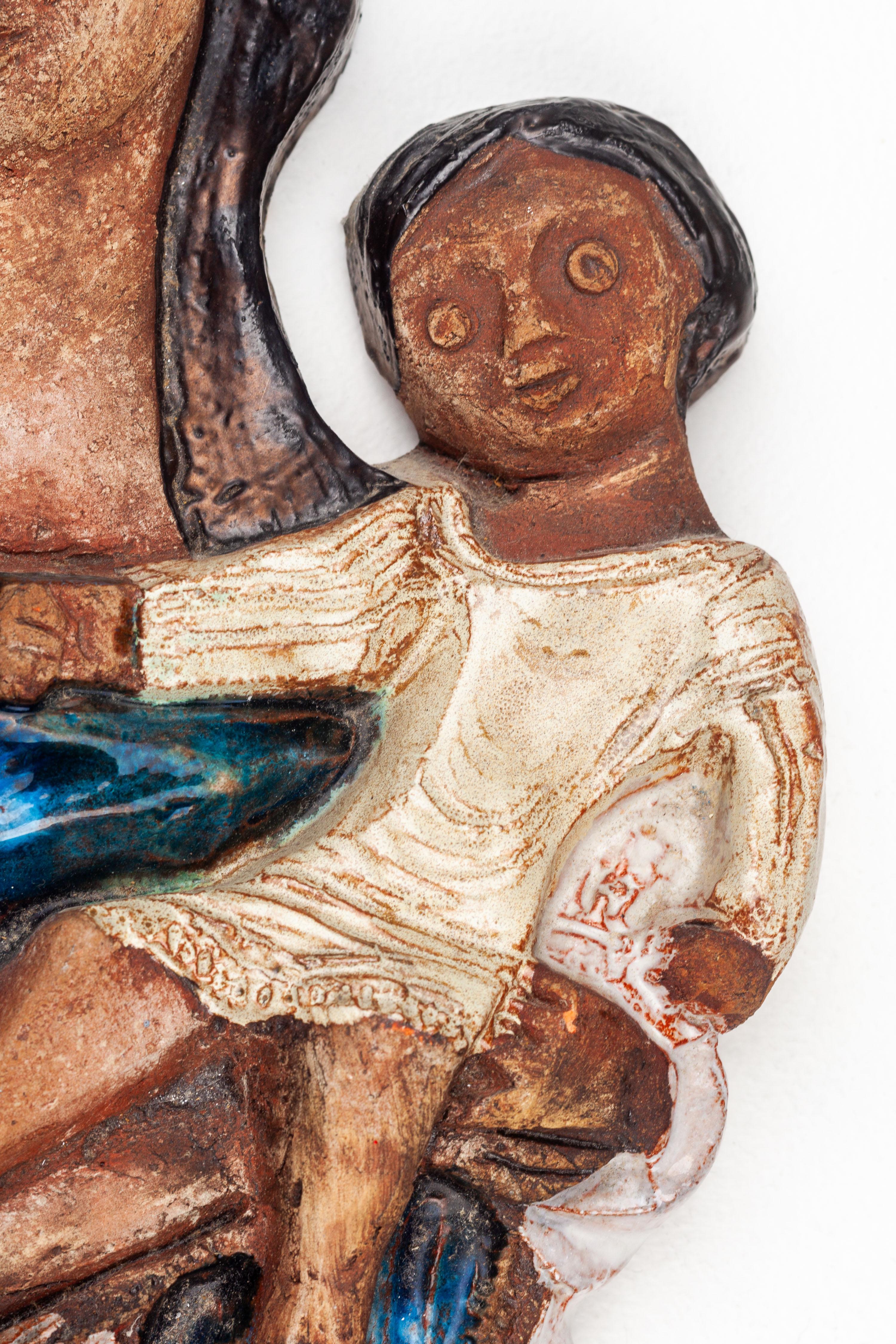 Mid-20th Century  Mid-Century Modern Madonna and Child Ceramic Sculpture For Sale