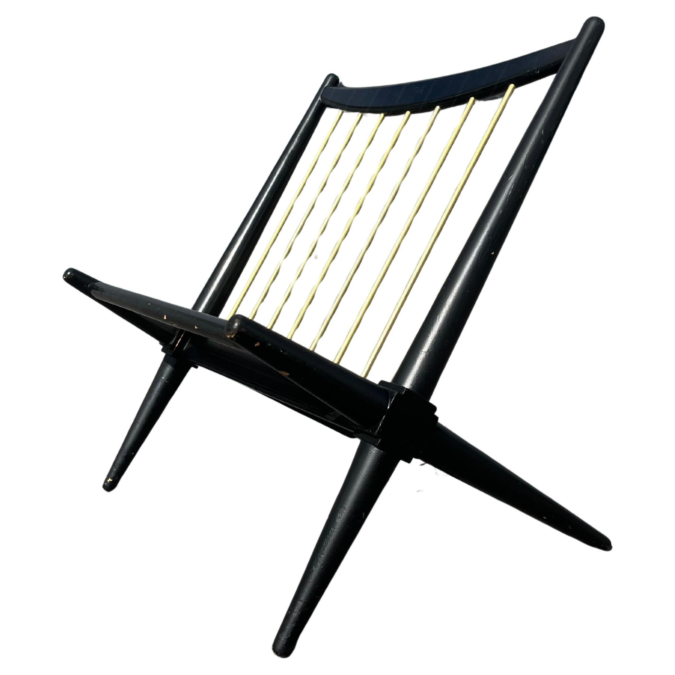 Mid Century Modern Magazine Rack Attributed to T.H. Robsjohn-Gibbings, Black in vendita