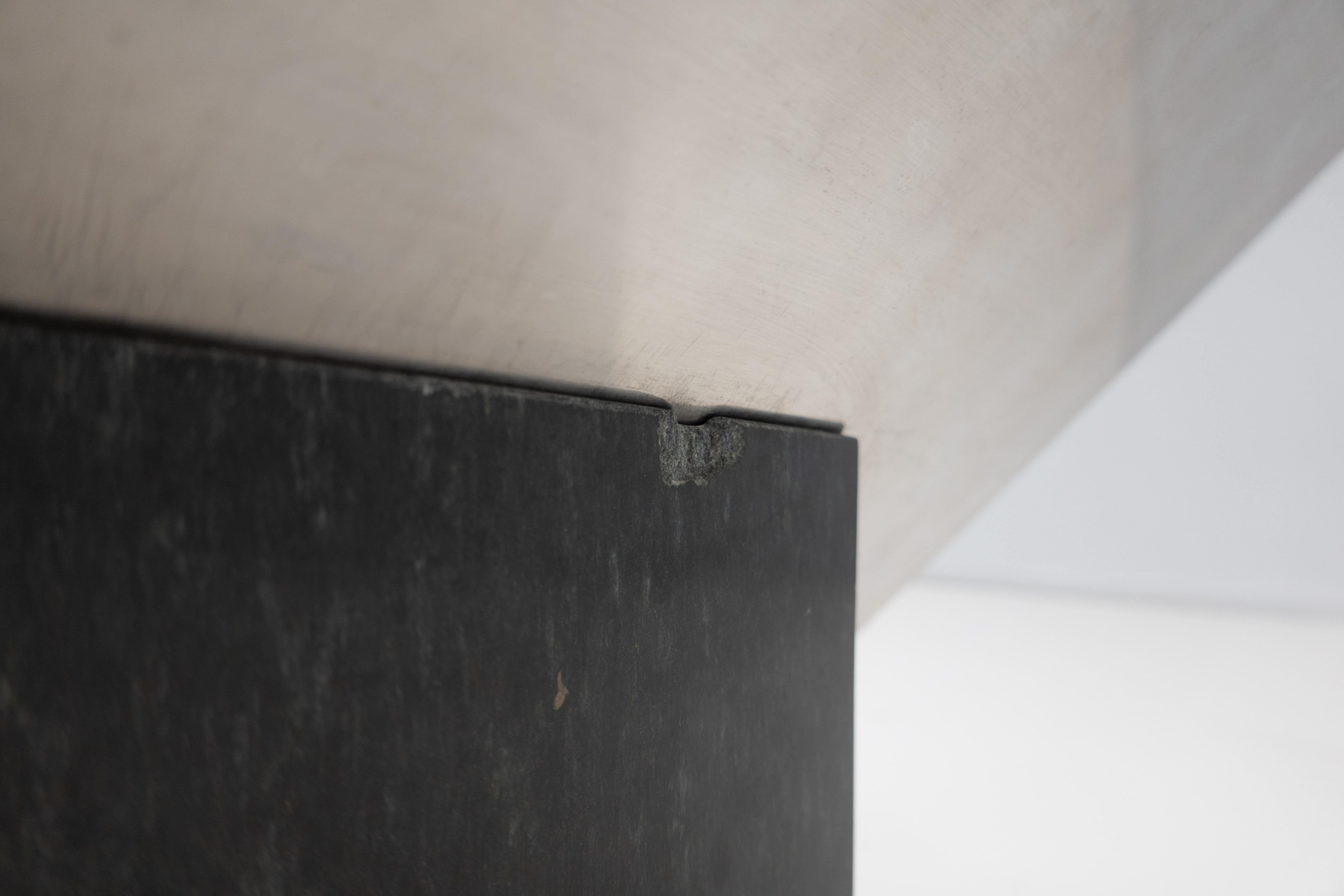 Italian Mid-Century Modern Magazine Rack by Sergio Asti, Marble and Steel, Italy, 1960s For Sale