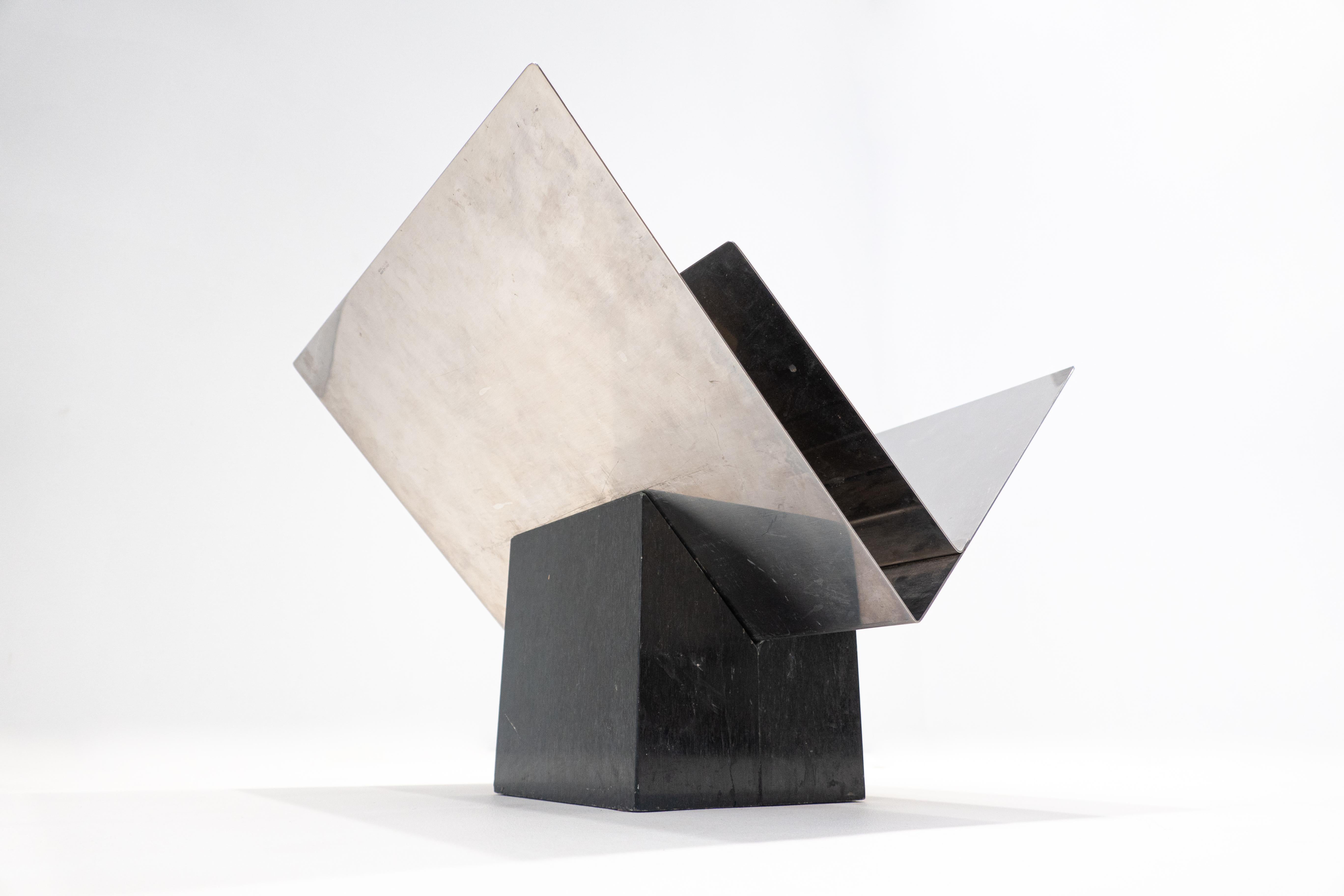 Mid-Century Modern Magazine Rack by Sergio Asti, Marble and Steel, Italy, 1960s For Sale 1