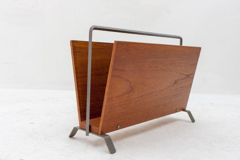 MidCentury Modern Magazine Rack in Teak at 1stDibs teak magazine rack