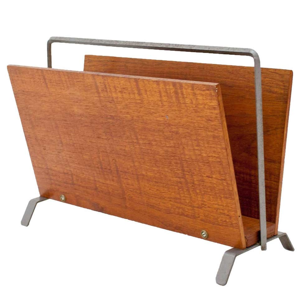 Mid-Century Modern Magazine Rack in Teak at 1stDibs | teak magazine rack
