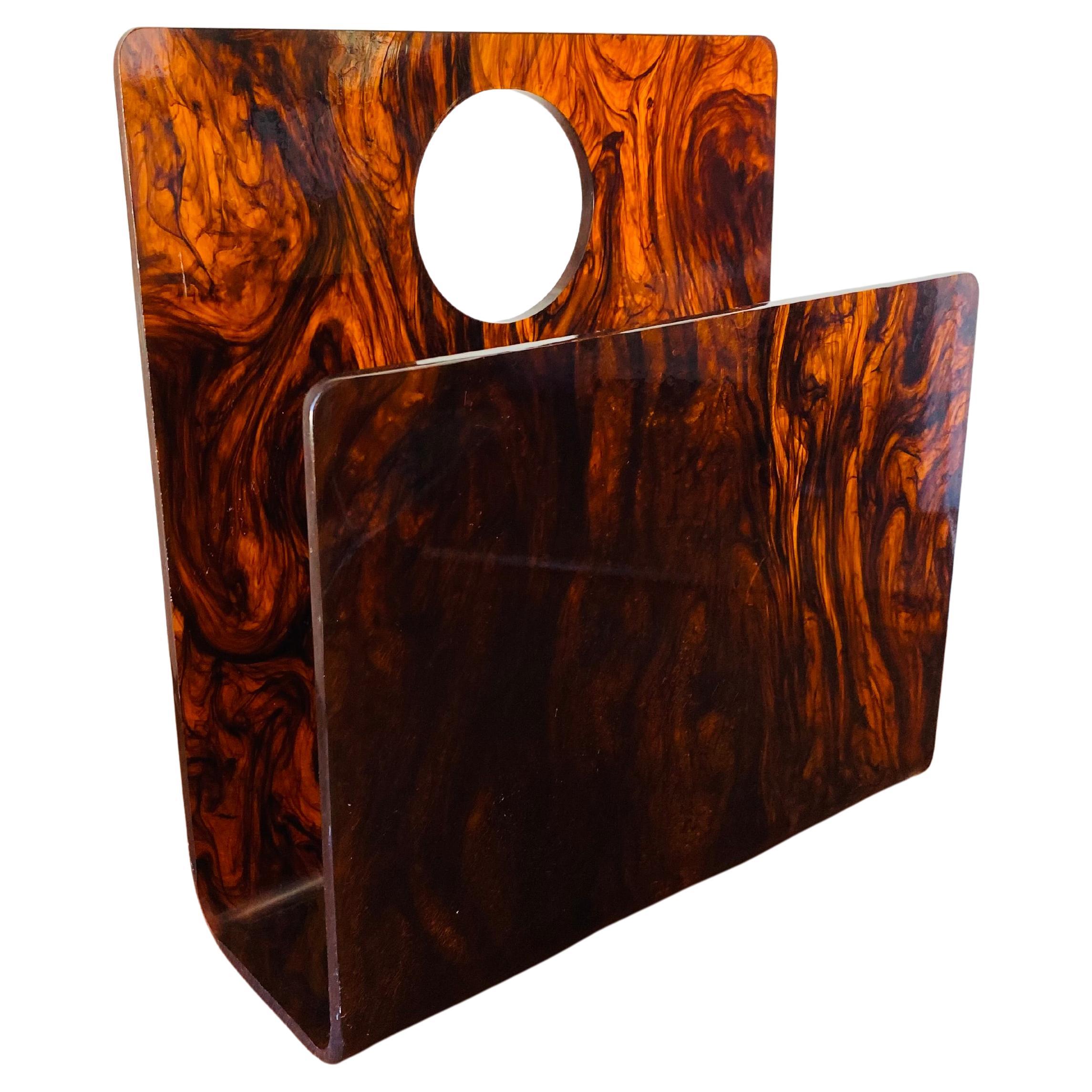 Mid-Century Modern Magazine Rack Tortoiseshell Lucite Made in Italy