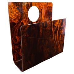 Portariviste moderno di metà secolo in lucite tartarugata Made in Italy