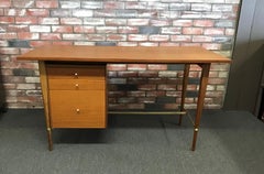 Mid-Century Modern Mahogany and Brass Desk by Paul McCobb for Calvin Furniture