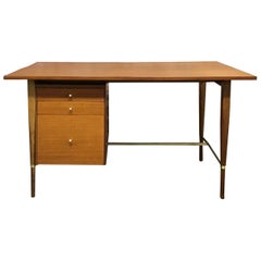 Mid-Century Modern Mahogany and Brass Desk by Paul McCobb for Calvin Furniture