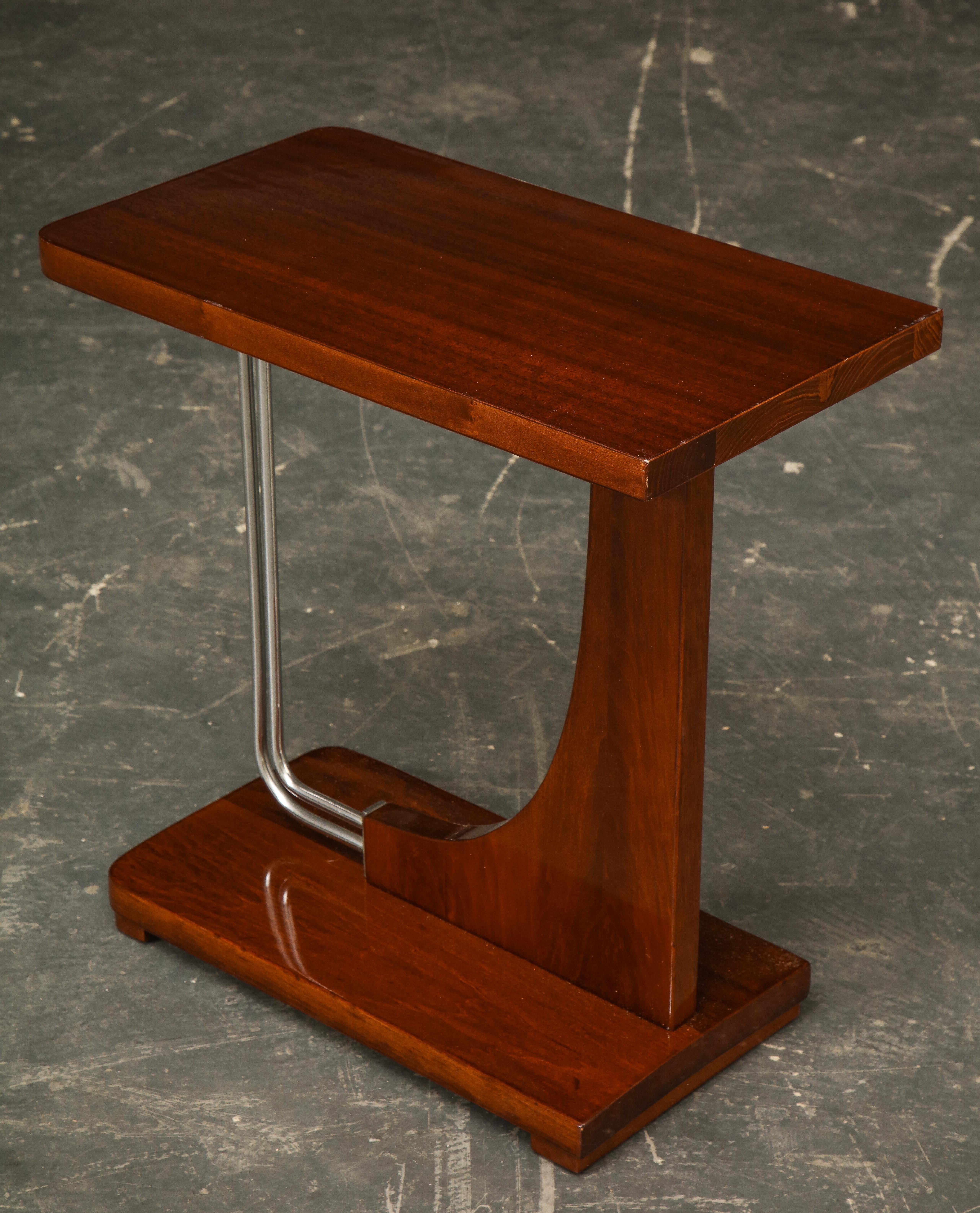 Mid-Century Modern Mahogany and Chrome Side Table In Good Condition In New York, NY