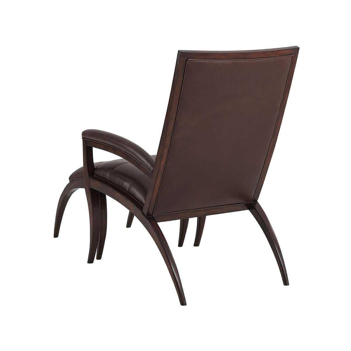 Moderner Sessel aus Mahagoni und Leder aus der Mitte des Jahrhunderts (Vietnamesisch) im Angebot