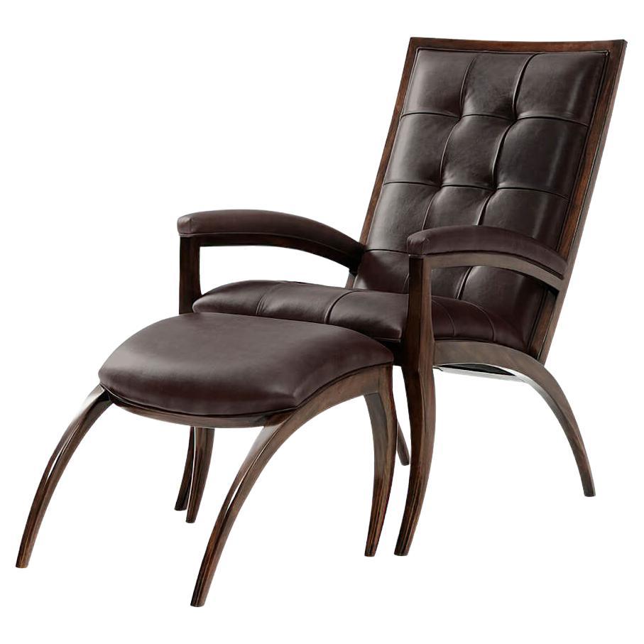 Moderner Sessel aus Mahagoni und Leder aus der Mitte des Jahrhunderts im Angebot