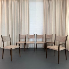 Mid-Century Modern Mahogany And Suede Dining Chairs By Paul McCobb For Calvin