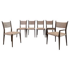 Mid-Century Modern Mahogany And Suede Dining Chairs By Paul McCobb For Calvin