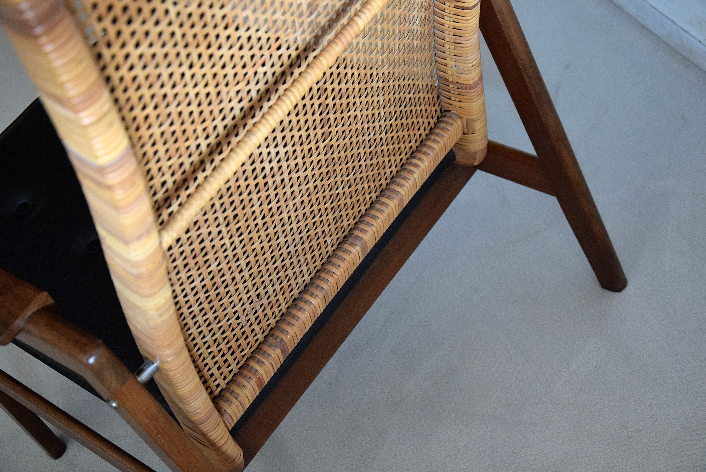 Mid-20th Century Mid century modern mahogany and wicker lounge Chair by P.Muntendam