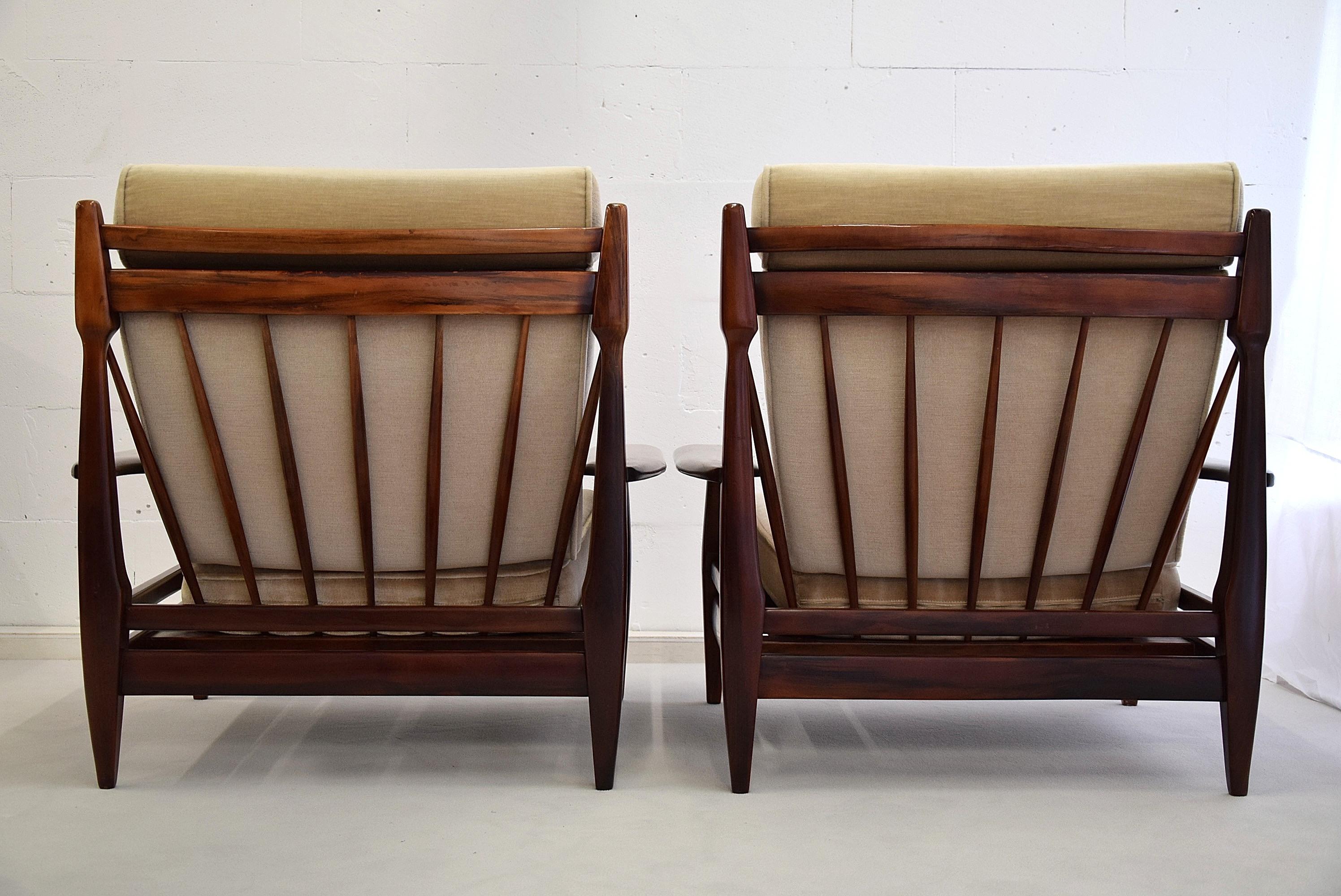 Brazilian Mid-Century Modern Wooden Armchairs in the Style of Jean Gillon 4