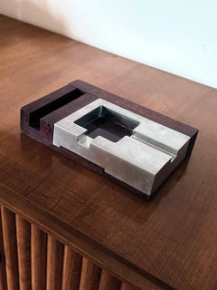Mid-century modern mahogany ashtray, Alfred Dunhill Italy 1970s