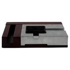 Mid-century modern mahogany ashtray, Alfred Dunhill Italy 1970s
