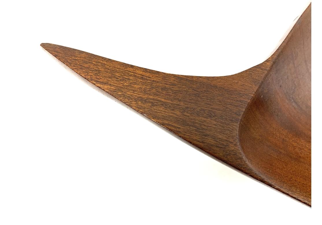 Mid Century Modern Mahogany Bowl With Utensils Attrib. Arthur Umanoff For Sale 2
