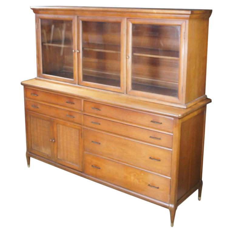 Mid Century Modern Mahogany Buffet & Hutch Bookcase Display Cabinet Boho Chic