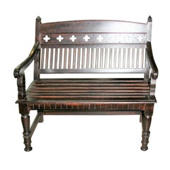 Mid-Century Modern Mahogany Custom Handcrafted Two-Seat Bench