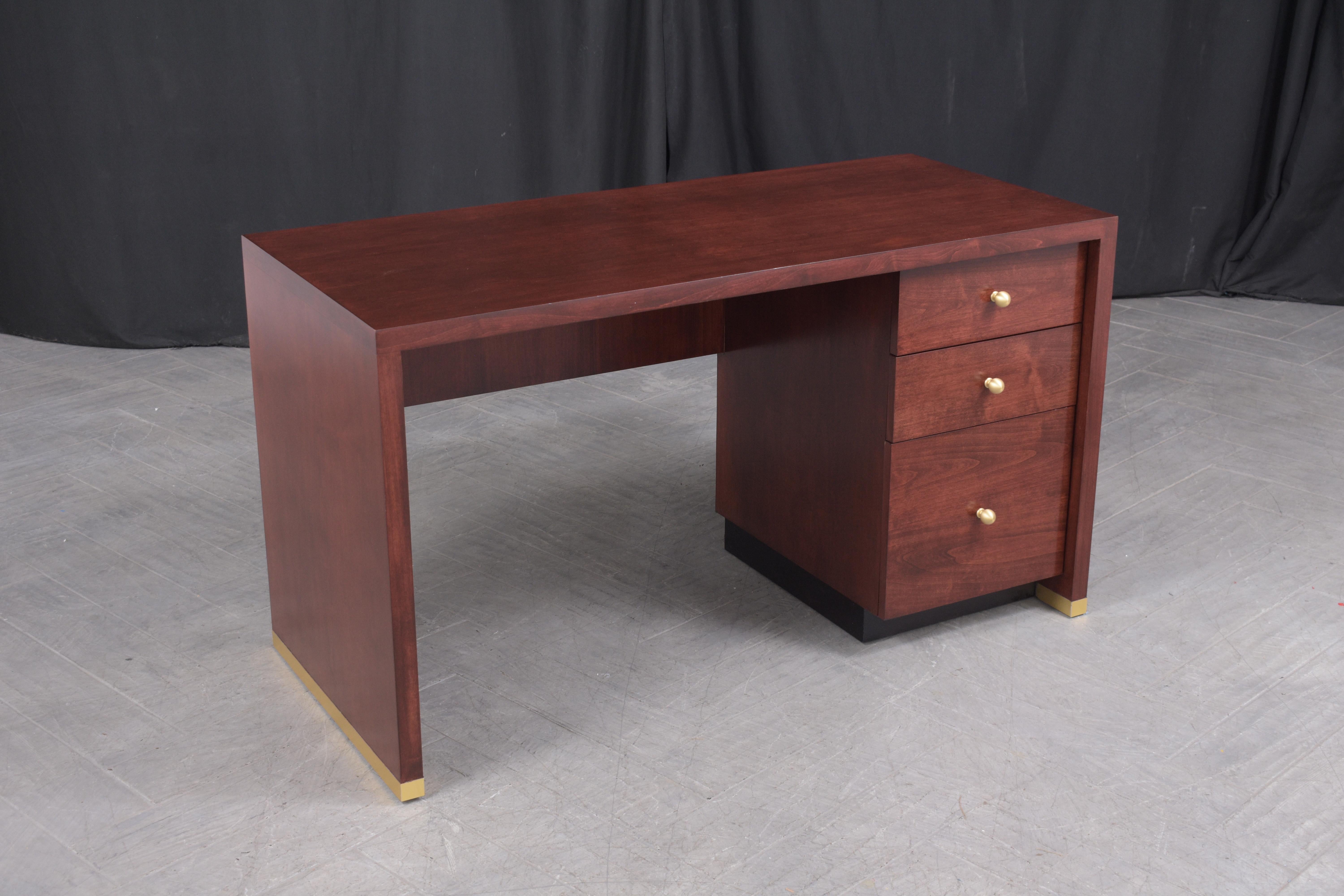 Hand-Crafted 1970s Vintage Mid-Century Modern Mahogany Desk: Timeless Elegance & Quality For Sale