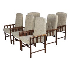 Mid Century Modern Mahogany Dining Chairs in the Style of Milo Baughman, c1970s