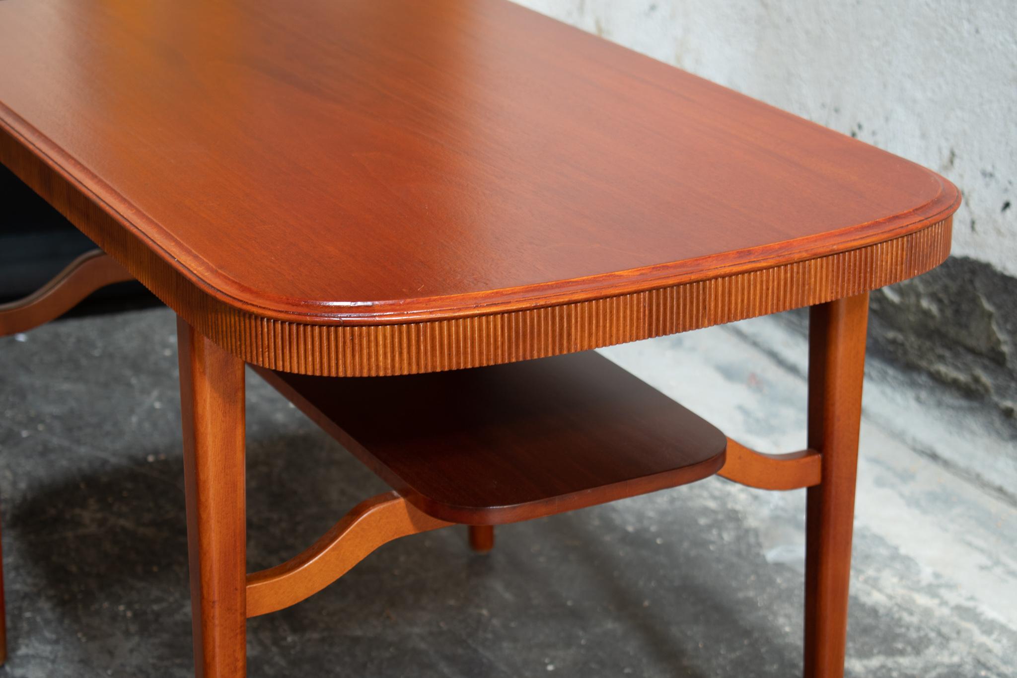 Mid-20th Century Mid-Century Modern Mahogany End or Coffee Table with Shelf, Sweden, c. 1950 For Sale