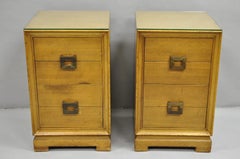 Mid Century Modern Mahogany James Mont Style Nightstands by Red Lion - a Pair