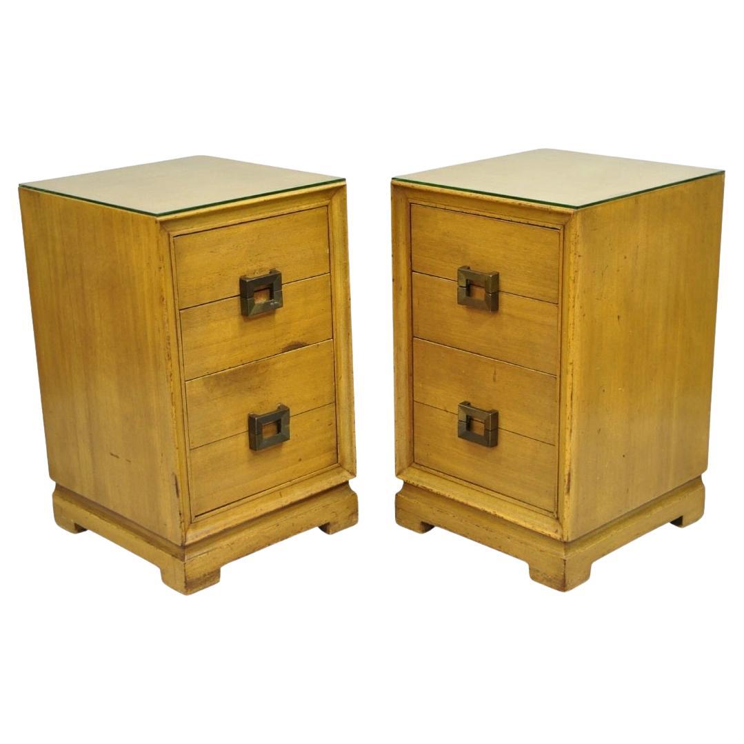 Mid Century Modern Mahogany James Mont Style Nightstands by Red Lion - a Pair