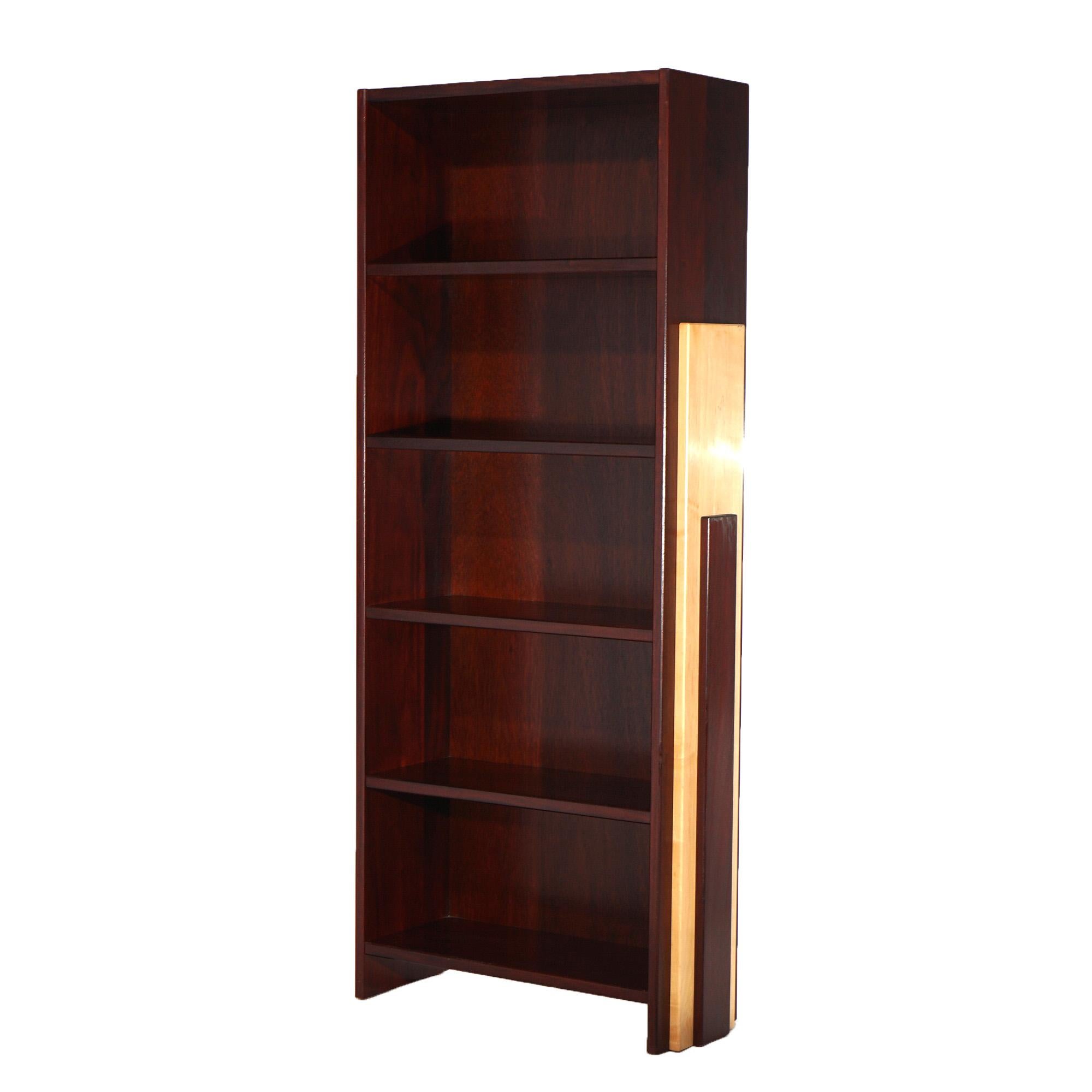 Mid Century Modern Mahogany & Maple Three-Section Bookcase 20thC For Sale 4