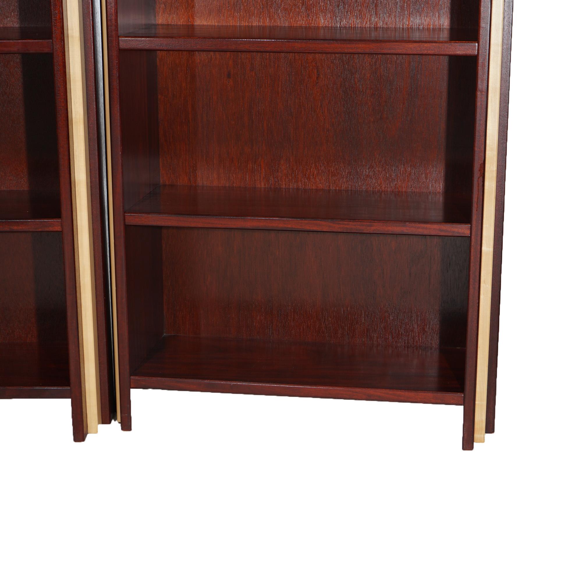Mid Century Modern Mahogany & Maple Three-Section Bookcase 20thC For Sale 6