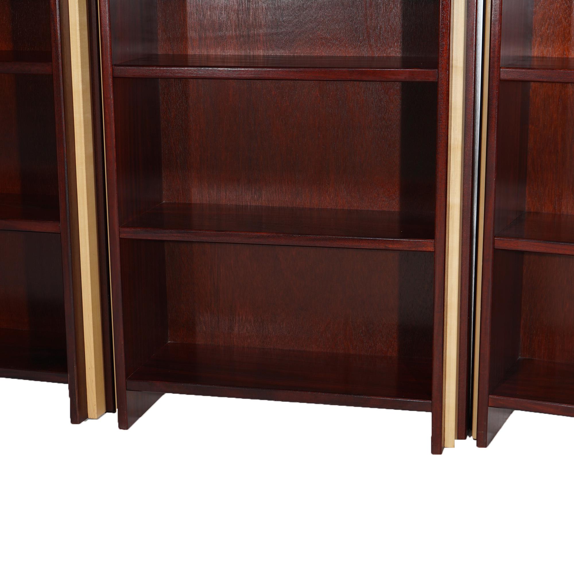 Mid Century Modern Mahogany & Maple Three-Section Bookcase 20thC For Sale 7